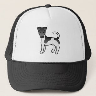 Black And White Smooth Fox Terrier Cartoon Dog Trucker Hat