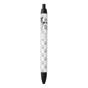 Black And White Smooth Fox Terrier Dog & Name Black Ink Pen