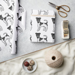 Black And White Smooth Fox Terrier Dog Pattern Wrapping Paper