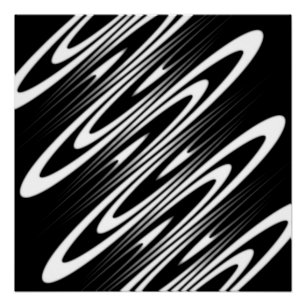 black and white smooth organic wavy pattern poster