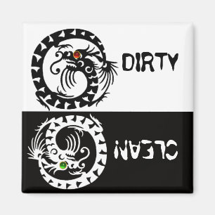 BLACK AND WHITE SNAKE DRAGONS  DIRTY CLEAN MAGNET