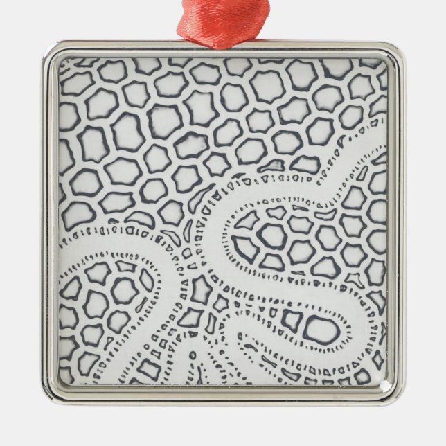 Black and White Snake Scale Metal Ornament (Front)