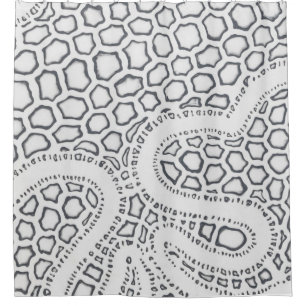 Black and White Snake Scale Shower Curtain