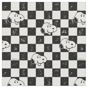Black and White Snoopy Checkerboard Fabric