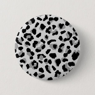 Black and White Snow Leopard Print 6 Cm Round Badge