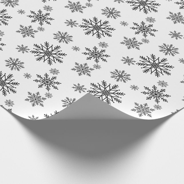 Black and White Snowflake  2 Wrapping Paper (Corner)