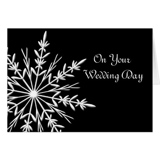 Black and White Snowflake Blended Family Wedding Card