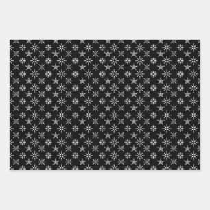 Black And White Snowflake Christmas Wrapping Paper Sheet