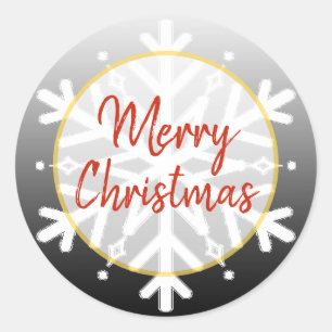 Black and White Snowflake Merry Christmas Classic Round Sticker