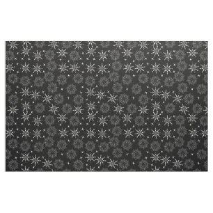 Black and White Snowflake Pattern Fabric