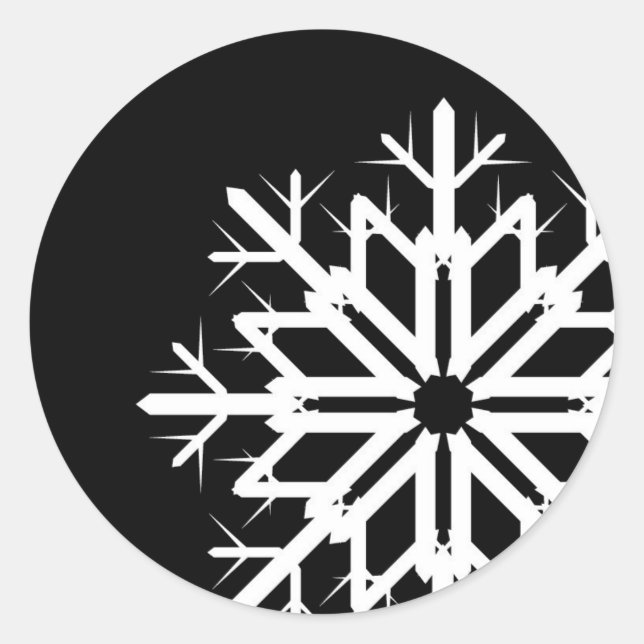 Black and White Snowflake Sticker (Front)