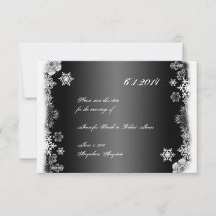 Black and White Snowflake Wedding Save the Date Invitation