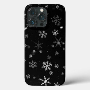 Black and White Snowflake Winter Pattern iPhone 13 Pro Case