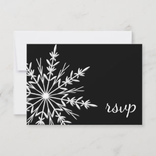 Black and White Snowflake Winter Wedding RSVP Card
