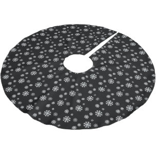 Black and White Snowflake WinternTree Skirt Brushed Polyester Tree Skirt
