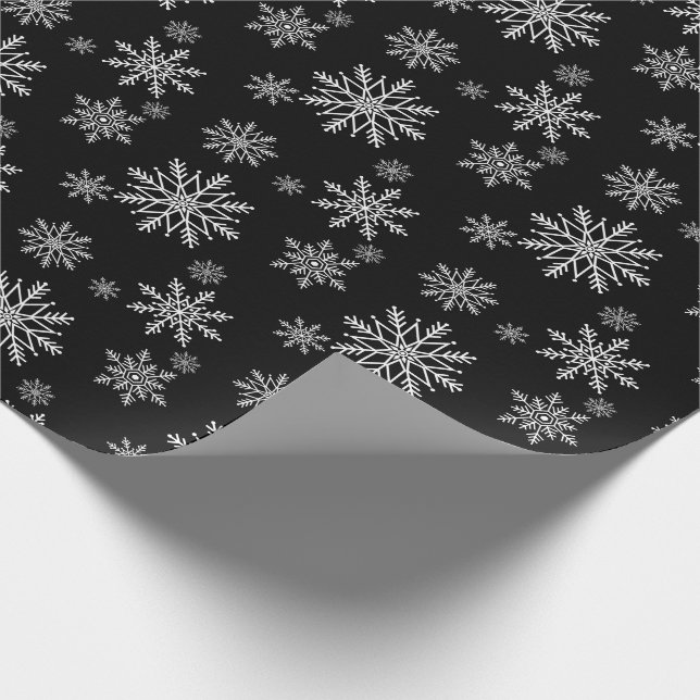 Black and White Snowflake Wrapping Paper (Corner)