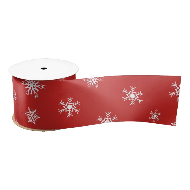 Black and White Snowflakes Christmas Gift Satin Ribbon (Spool)
