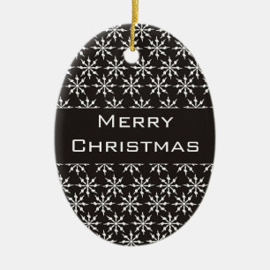 Black and White Snowflakes - Merry Christmas! Ceramic Tree Decoration