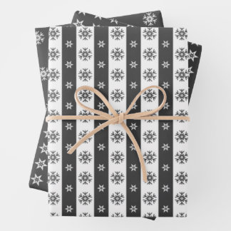 Black and White Snowflakes WrappingPaper SheetSet