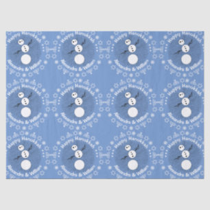Black And White Snowman Hanukkah Festive Tissue Paper