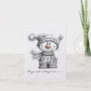Black and White Snowman  Note Card