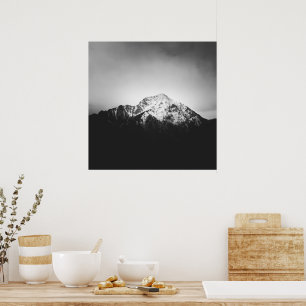 Black and white snowy mountain poster