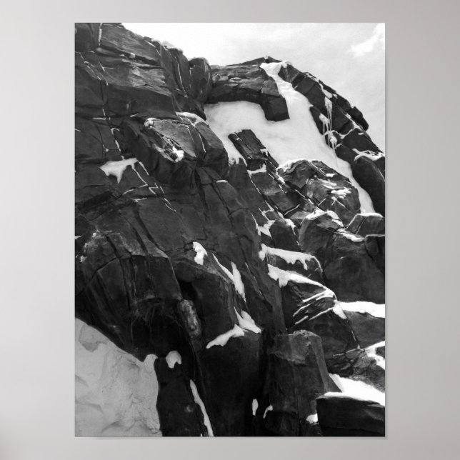 Black And White Snowy Mountain Poster (Front)