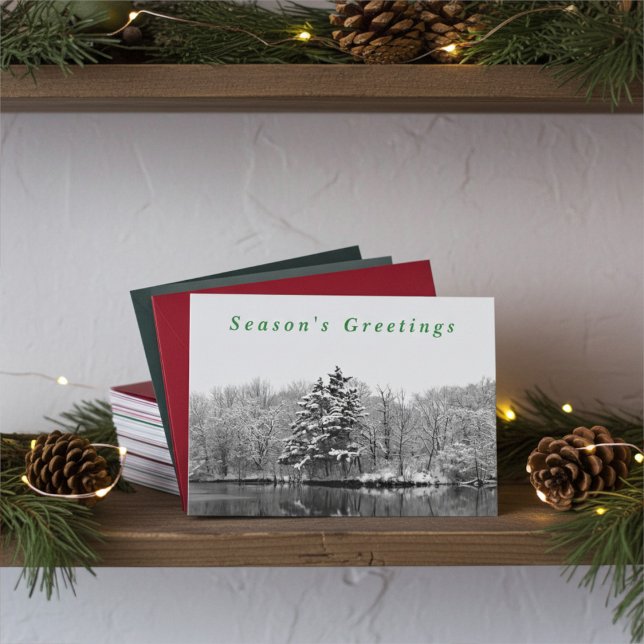 Black and White Snowy Winter Holiday Card (Creator Uploaded)
