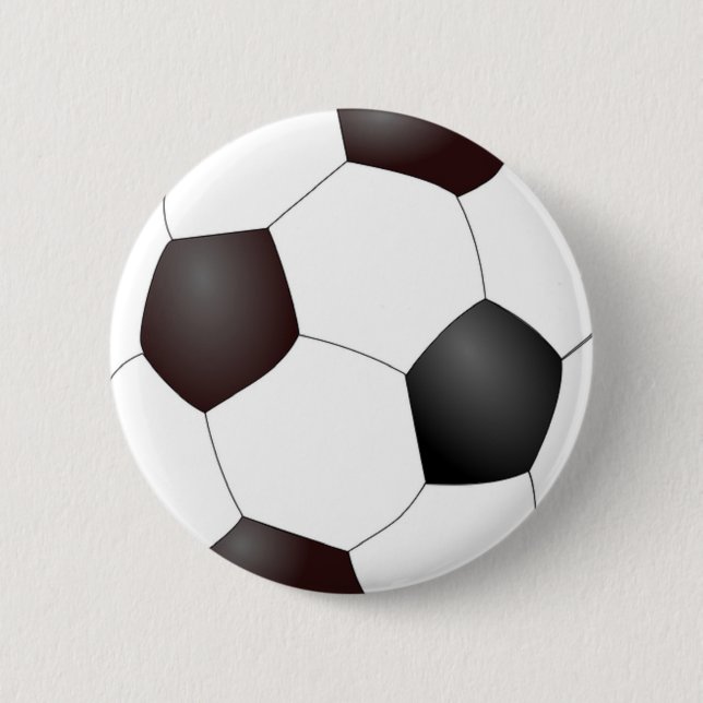 Black and white soccer ball 6 cm round badge (Front)