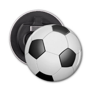 Black and White Soccer Ball Bottle Opener