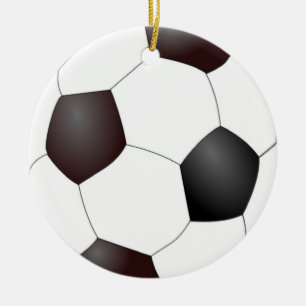 Black and white soccer ball ceramic ornament