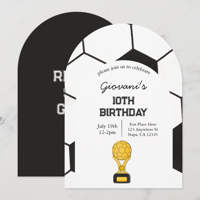 Black And White Soccer Ball Geometric Pattern  Invitation (Front/Back)