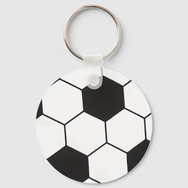Black And White Soccer Ball Geometric Pattern  Key Ring (Front)