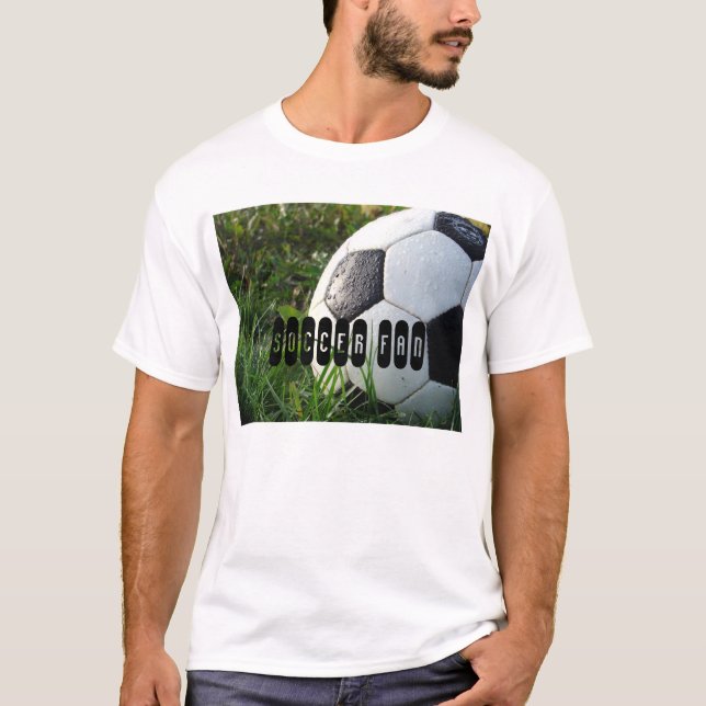 Black and White Soccer Ball in Green Grass T-Shirt (Front)