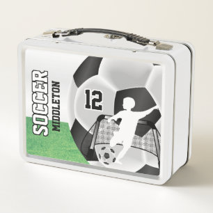 Black and White Soccer Ball Metal Lunch Box
