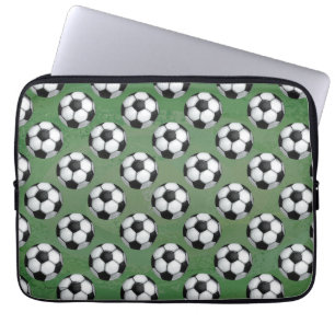 Black and White Soccer Ball Pattern Laptop Sleeve