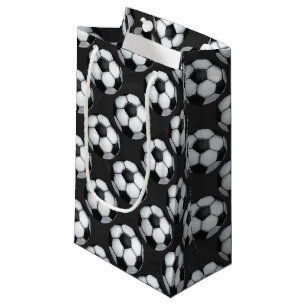 Black and White Soccer Ball Pattern Small Gift Bag