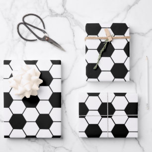 Black and white Soccer ball pattern Wrapping Paper Sheet