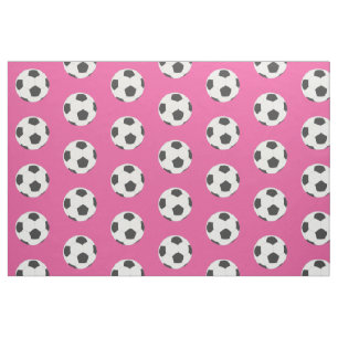 Black and White Soccer Balls on Pink Fabric