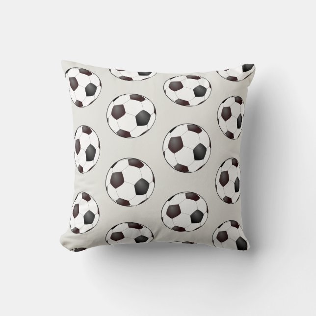 Black And White Soccer Football Ball Cushion (Front)