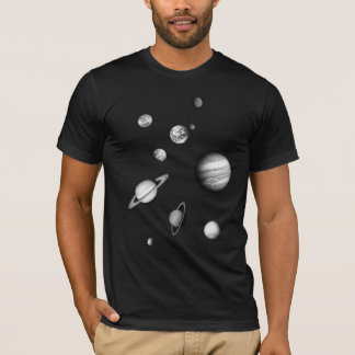 Black and White Solar System in the space T-Shirt