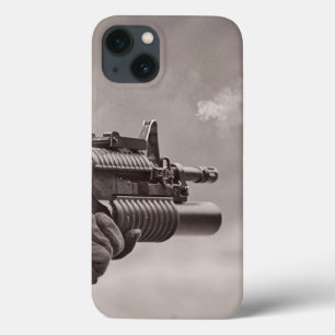 Black and White Soldier Sub Machine Gun Masculine iPhone 13 Case