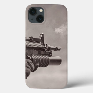 Black and White Soldier Sub Machine Gun Masculine iPhone 13 Case
