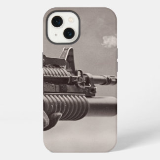 Black and White Soldier Sub Machine Gun Masculine iPhone Case