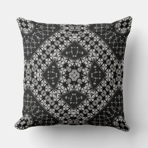black and white solid color ethnic ornament cushion