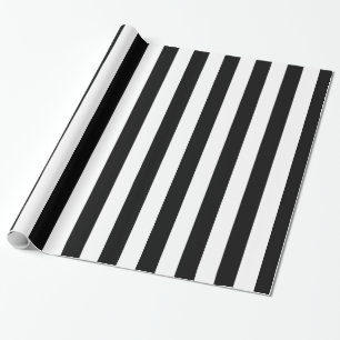 Black and White Solid Stripes Wrapping Paper