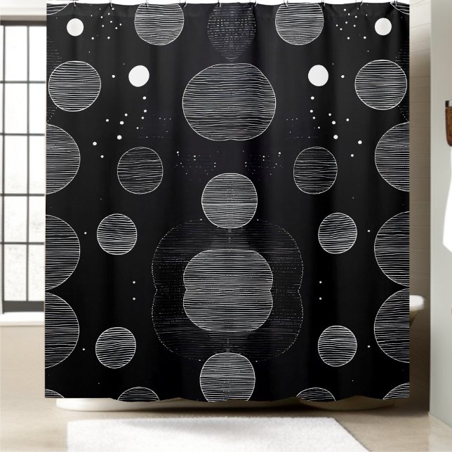 Black and White Space Circle Style 1  Shower Curtain (Creator Uploaded)