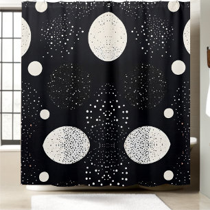 Black and White Space Circle Style 3 Shower Curtain