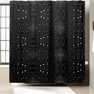 Black and White Space Circle Style 4  Shower Curtain