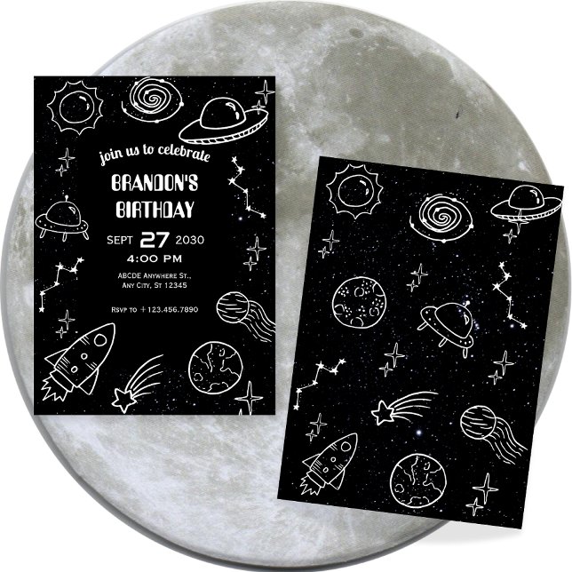 Black and white space planet  invitation (Creator Uploaded)
